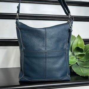 The Sak Navy Blue Genuine Leather Crossbody Shoulder Bag Purse